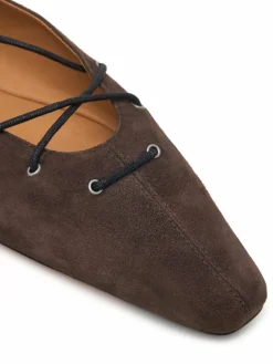 Ballerine Suede Lace-Up Pointed Ballet Flat 818P15775001 Marrone