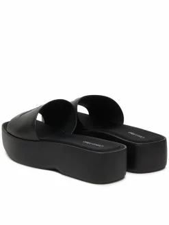 Ciabatte Flatf Sndl Lth Mg HW0HW03026 Nero