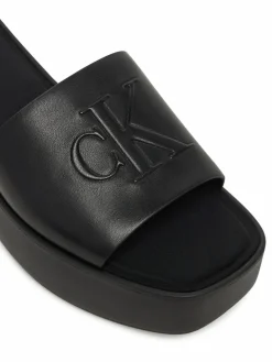 Ciabatte Flatf Sndl Lth Mg HW0HW03026 Nero