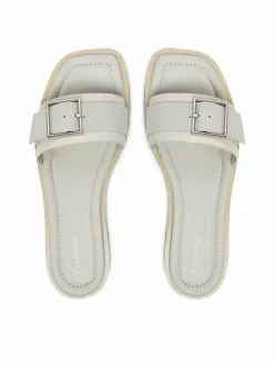 Ciabatte Flat Slide W/Buckle - Lth HW0HW02490 Grigio