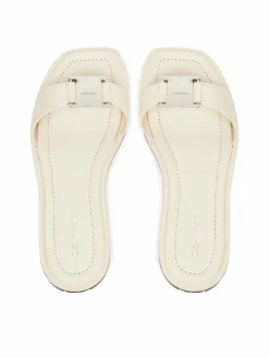 Ciabatte Flat Slide W/Ck Hw Big - Lth HW0HW02482 Écru