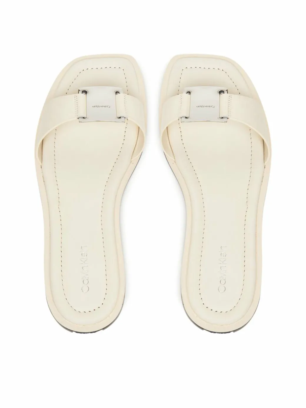 Ciabatte Flat Slide W/Ck Hw Big - Lth HW0HW02482 Écru