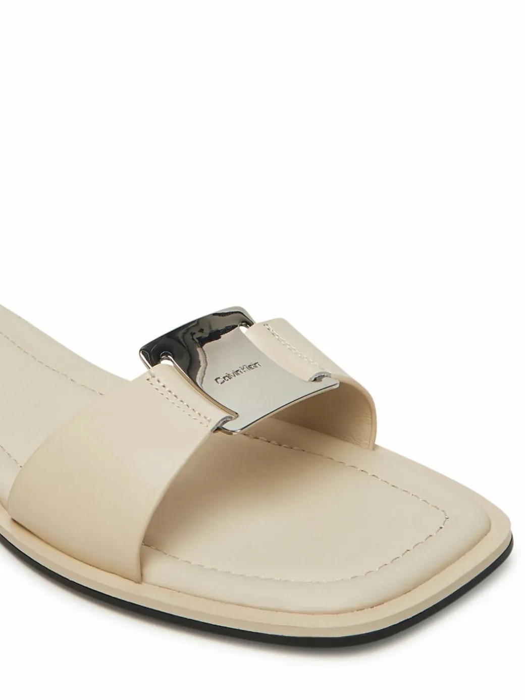 Ciabatte Flat Slide W/Ck Hw Big - Lth HW0HW02482 Écru