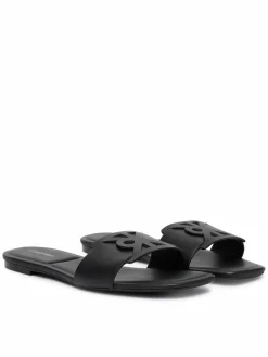 Ciabatte Square Flat Sandal Emblem HW0HW03128 Nero