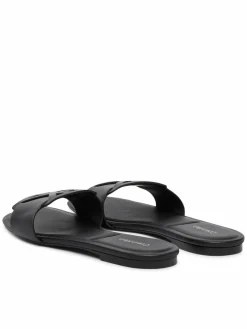 Ciabatte Square Flat Sandal Emblem HW0HW03128 Nero