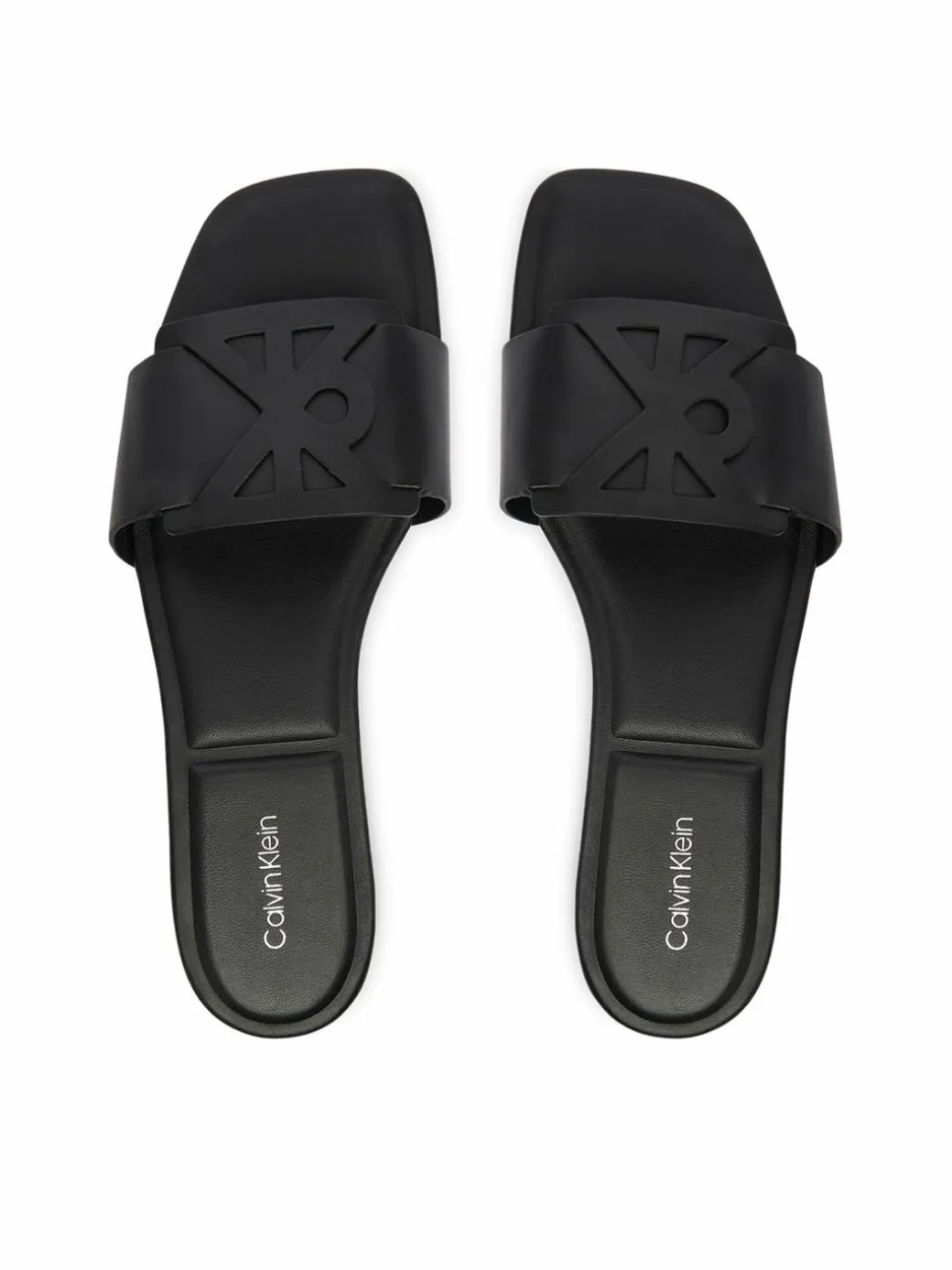 Ciabatte Square Flat Sandal Emblem HW0HW03128 Nero