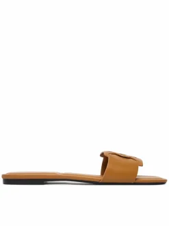 Ciabatte Square Flat Sandal Emblem HW0HW03128 Marrone