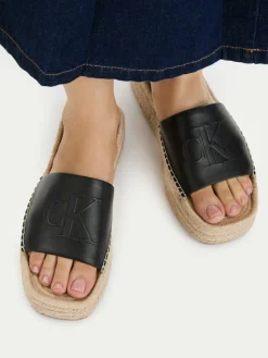 Espadrillas Flatf Espa Mule Lth Mg HW0HW03027 Nero