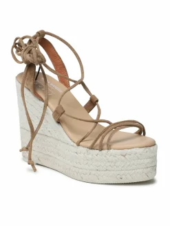 Espadrillas Soft Suede Lace-Up Wedge Espadrilles L 8.7 WA Marrone