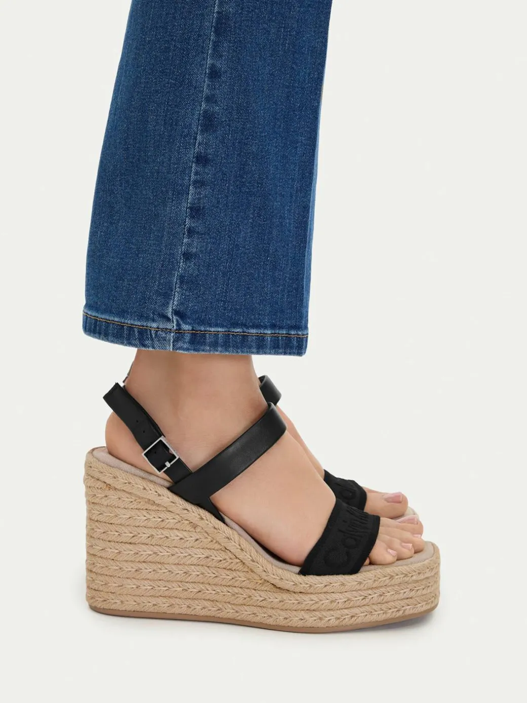Espadrillas Wedge Espad 70 Webbing Lth HW0HW02901 Nero