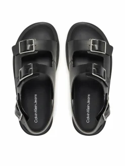 Sandali Flat Molded Sandal Buckle YW0YW01785 Nero