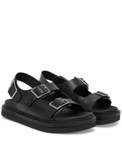 Sandali Flat Molded Sandal Buckle YW0YW01785 Nero