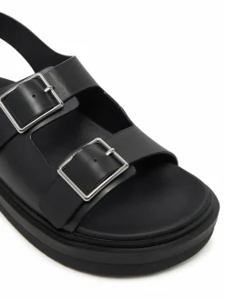 Sandali Flat Molded Sandal Buckle YW0YW01785 Nero