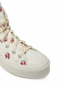 Scarpe da ginnastica Chuck Taylor All Star Lift Platform Rose Cross Stitch A13659C Bianco