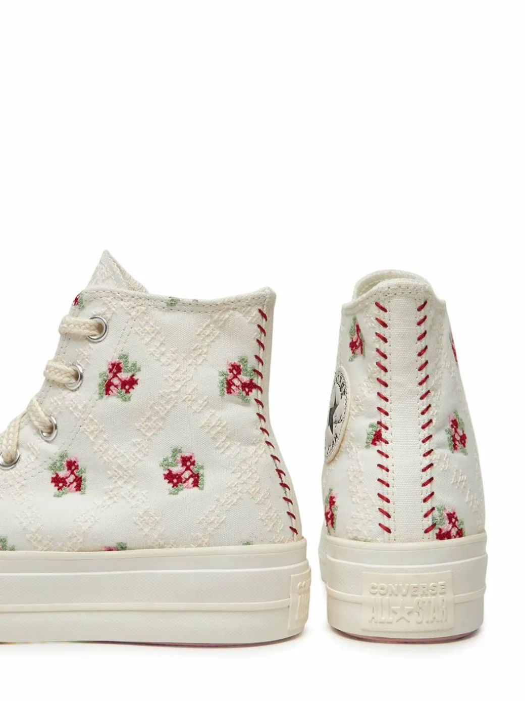 Scarpe da ginnastica Chuck Taylor All Star Lift Platform Rose Cross Stitch A13659C Bianco