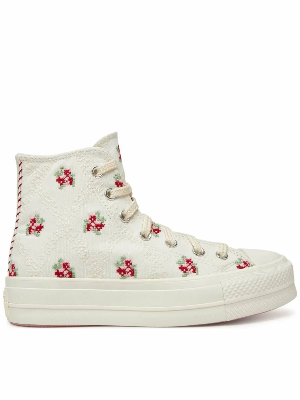Scarpe da ginnastica Chuck Taylor All Star Lift Platform Rose Cross Stitch A13659C Bianco