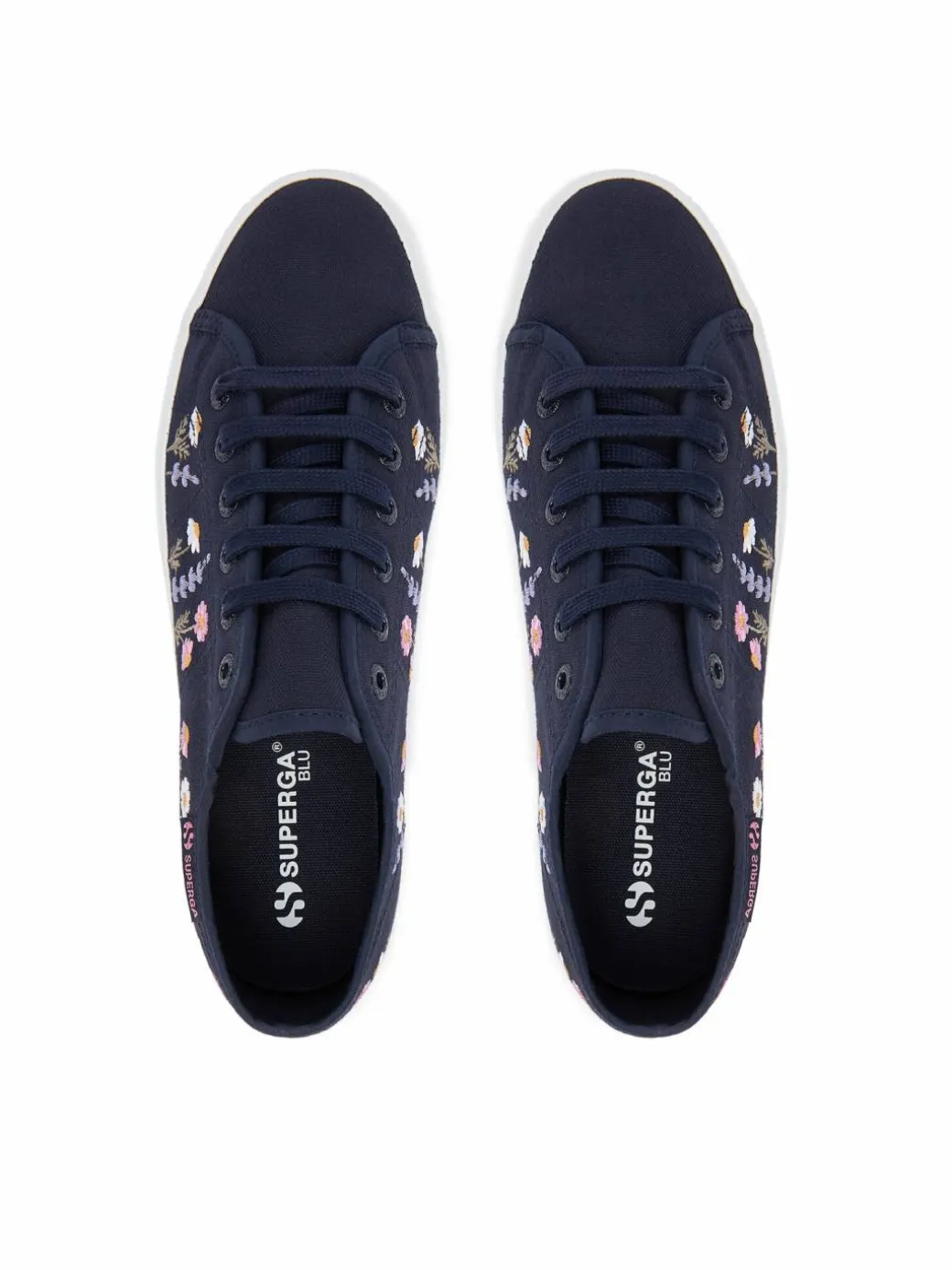 Scarpe sportive 3740 Platform Flower Embroidery Leggera S5138TW Blu scuro