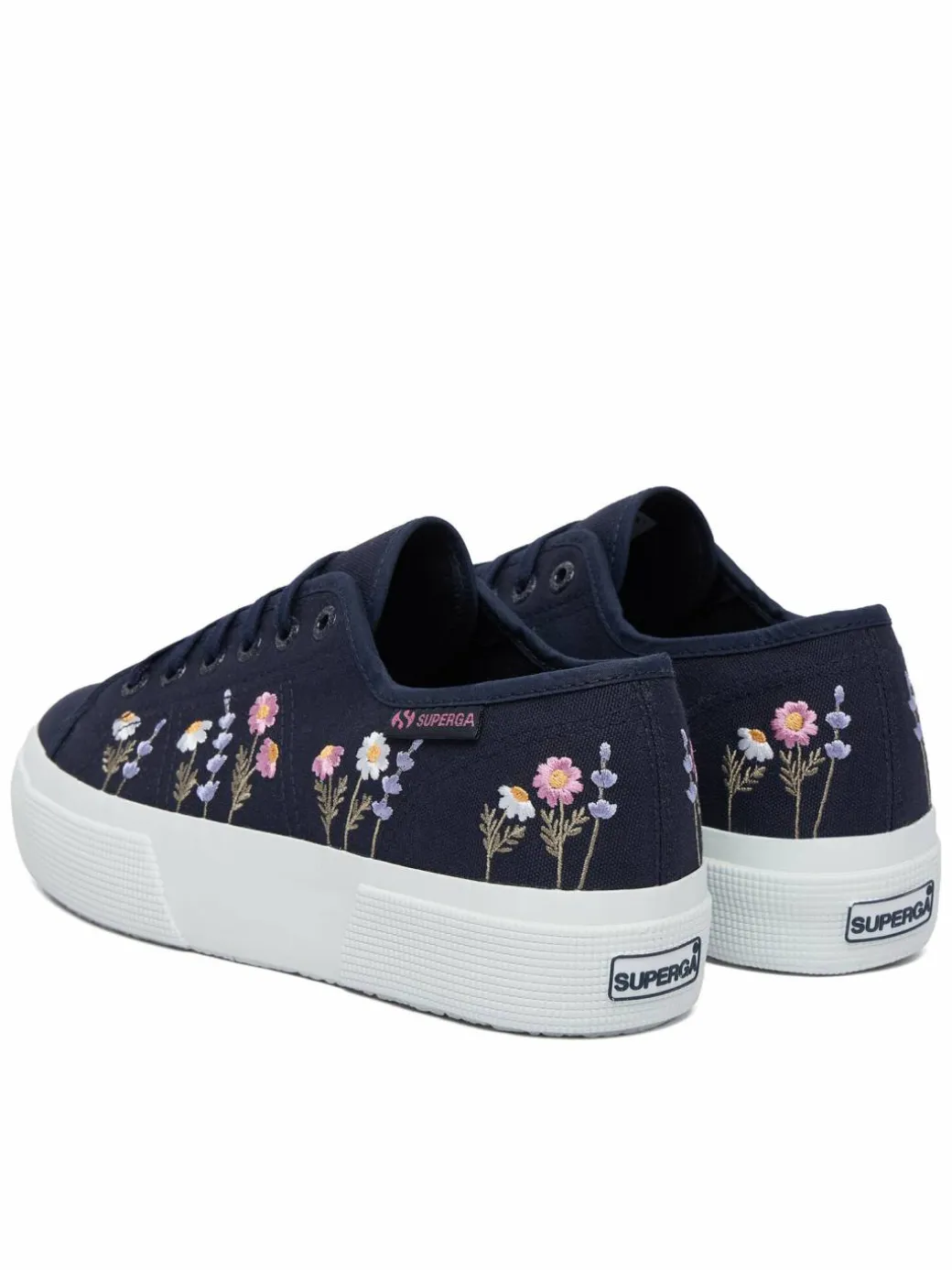 Scarpe sportive 3740 Platform Flower Embroidery Leggera S5138TW Blu scuro