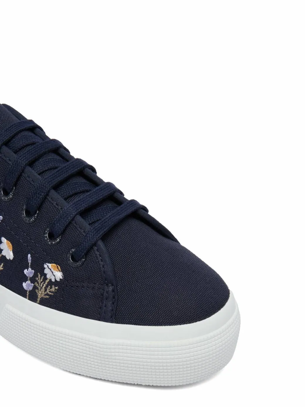 Scarpe sportive 3740 Platform Flower Embroidery Leggera S5138TW Blu scuro