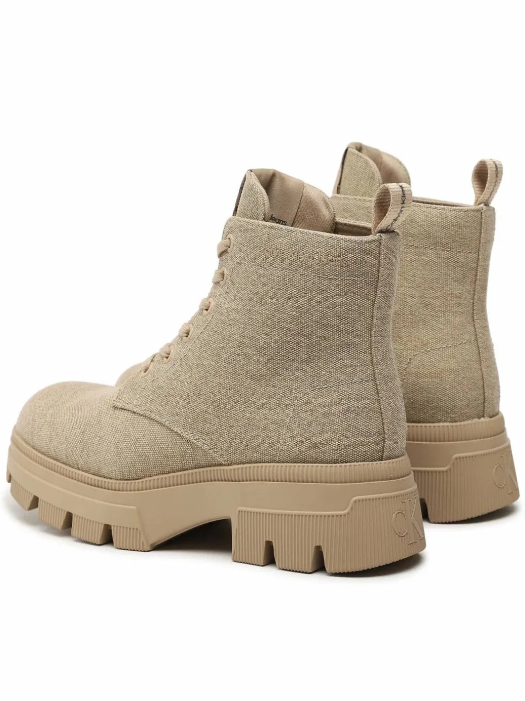 Scarponcini Chunky Combat Laceup Boot Co YW0YW01239 Beige