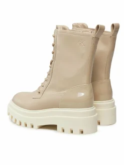 Scarponcini Chunky Laceup Lth Mg Sat YW0YW01285 Beige