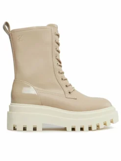 Scarponcini Chunky Laceup Lth Mg Sat YW0YW01285 Beige