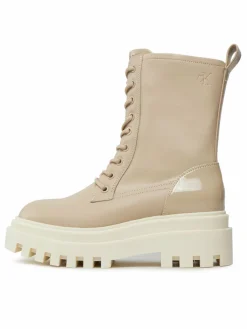 Scarponcini Chunky Laceup Lth Mg Sat YW0YW01285 Beige