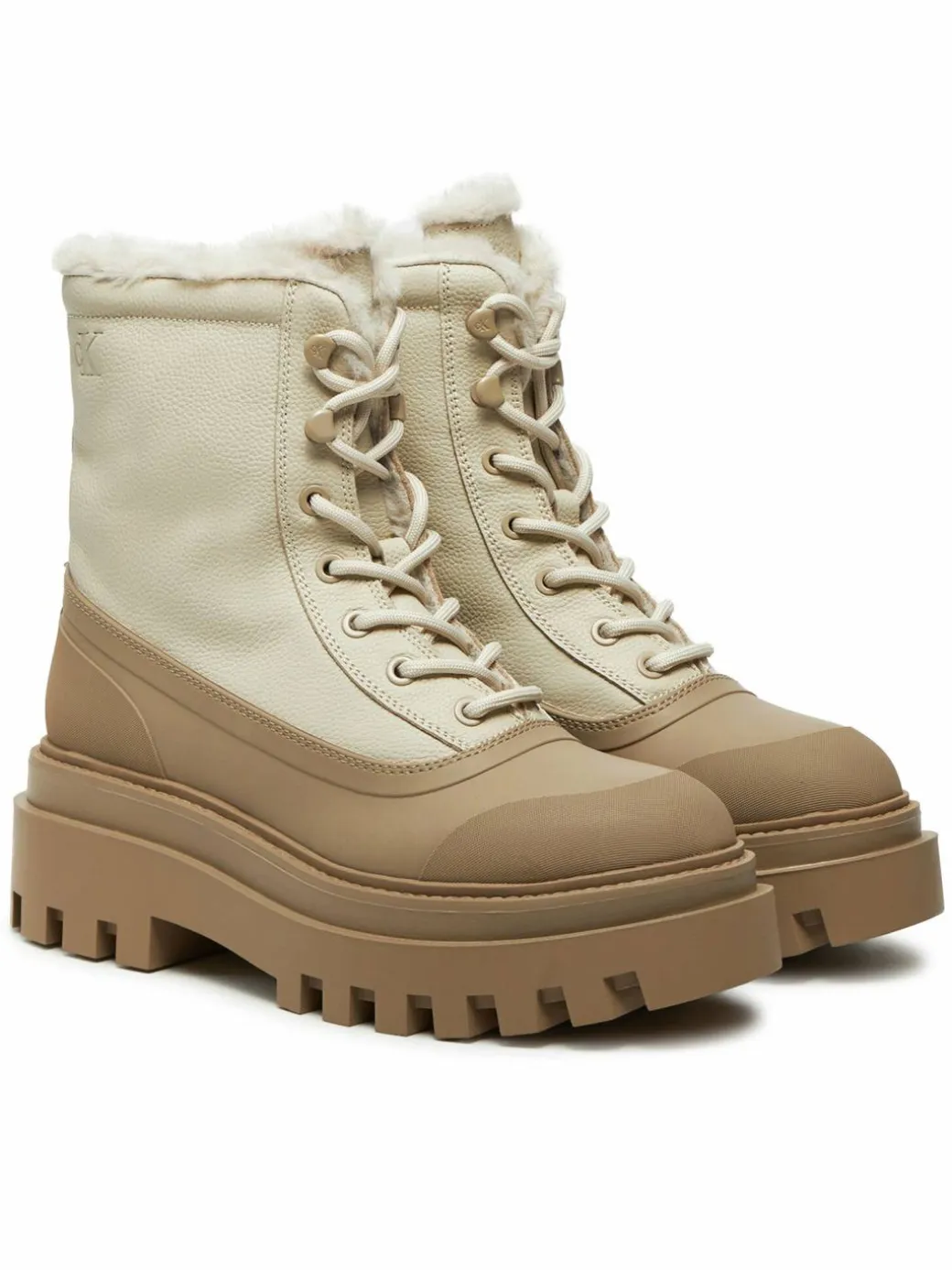 Scarponcini Flatform Lace Up Boot Padded YW0YW01557 Beige