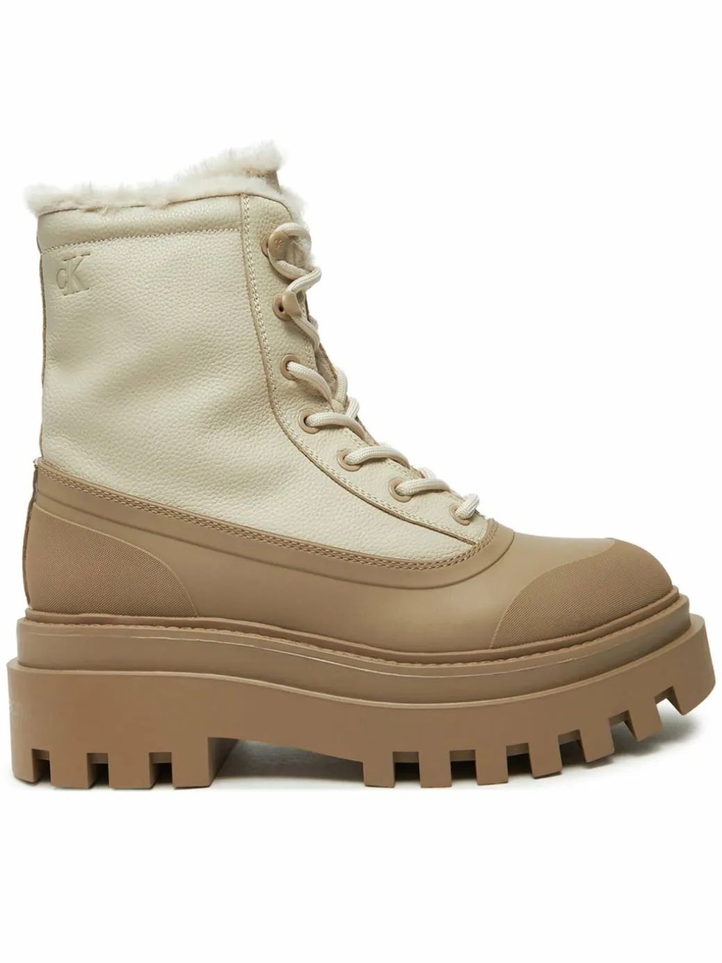 Scarponcini Flatform Lace Up Boot Padded YW0YW01557 Beige