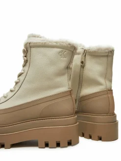 Scarponcini Flatform Lace Up Boot Padded YW0YW01557 Beige