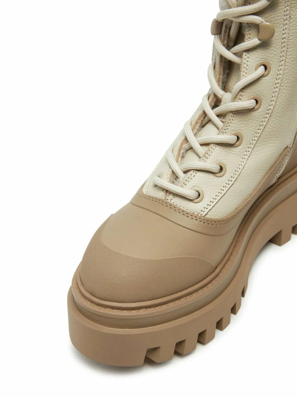 Scarponcini Flatform Lace Up Boot Padded YW0YW01557 Beige