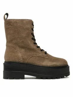 Scarponcini Flatform Zip Laceup Mg S YW0YW01554 Marrone